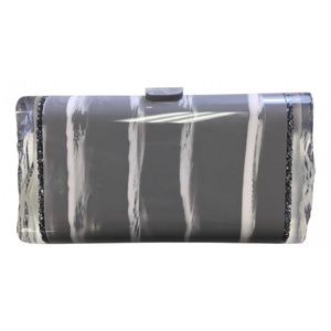 Edie Parker Lara With Ice Ends Grey Gray & White Marble Acrylic Clutch/Purse/Bag
